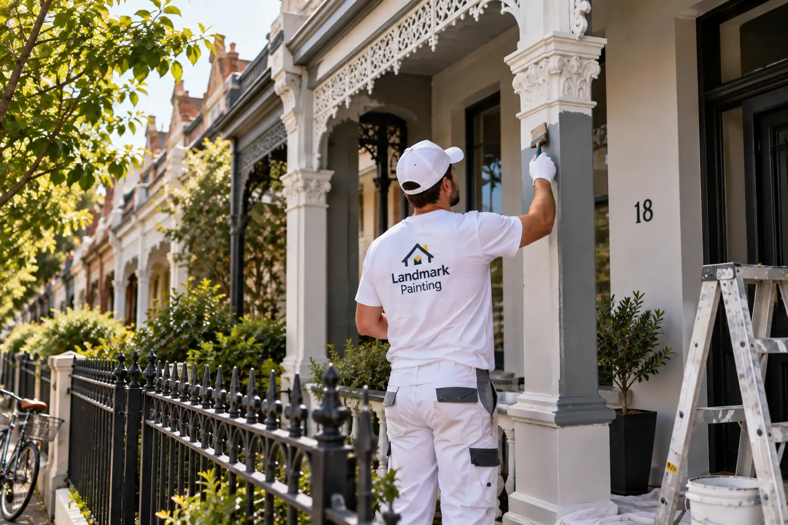 Painter applying paint to an interior wall